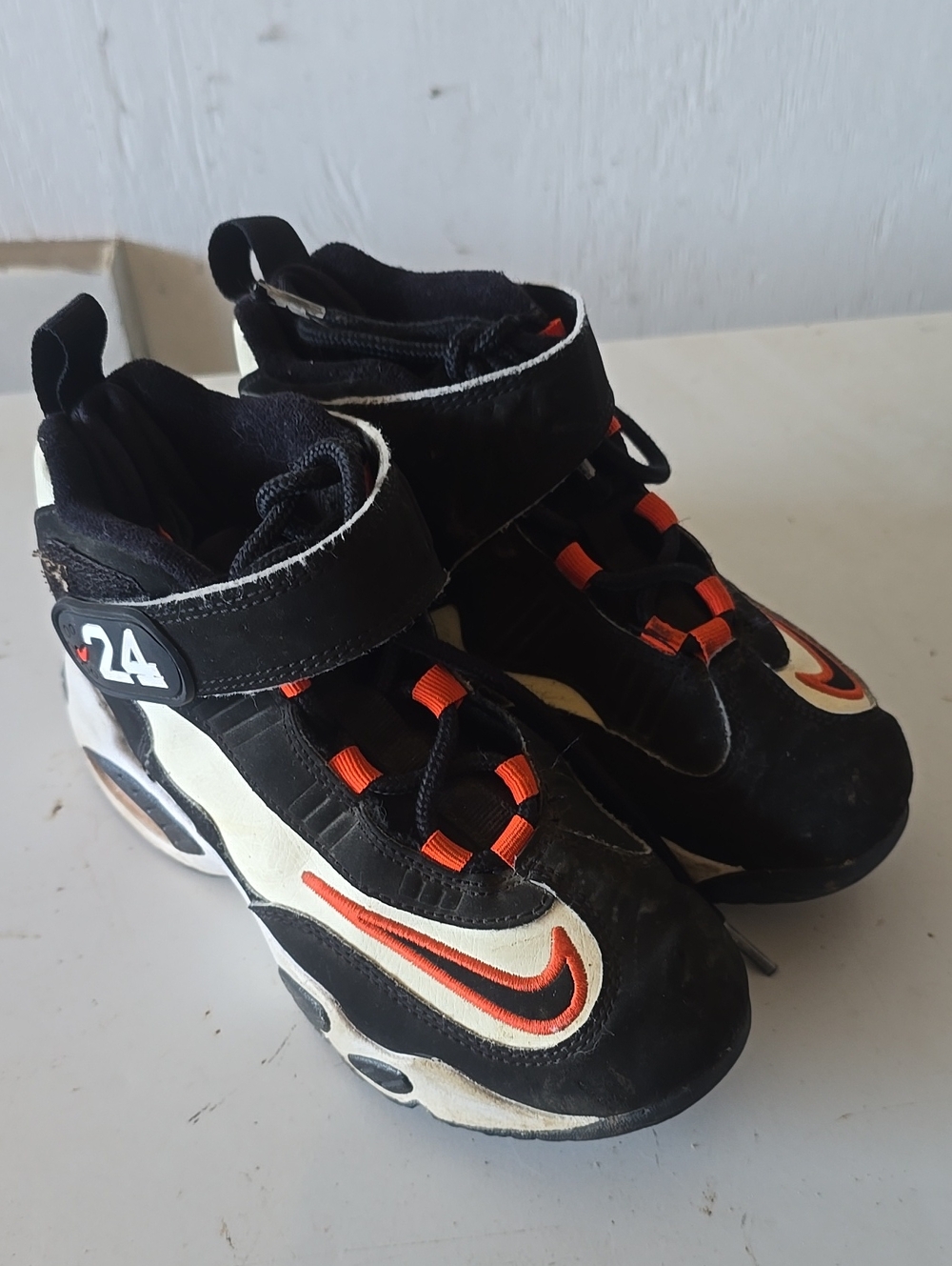 Jordan Kids Black and Orange Athletic High-Top Sneakers